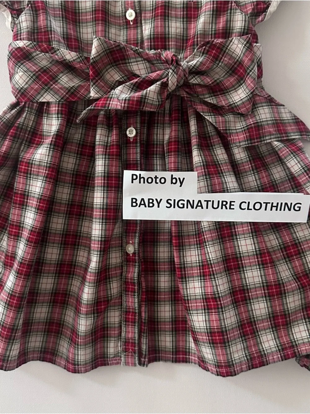 Ralph Lauren 12 Months Baby Girl Red Plaid Dress Cream Collar Holiday Christmas